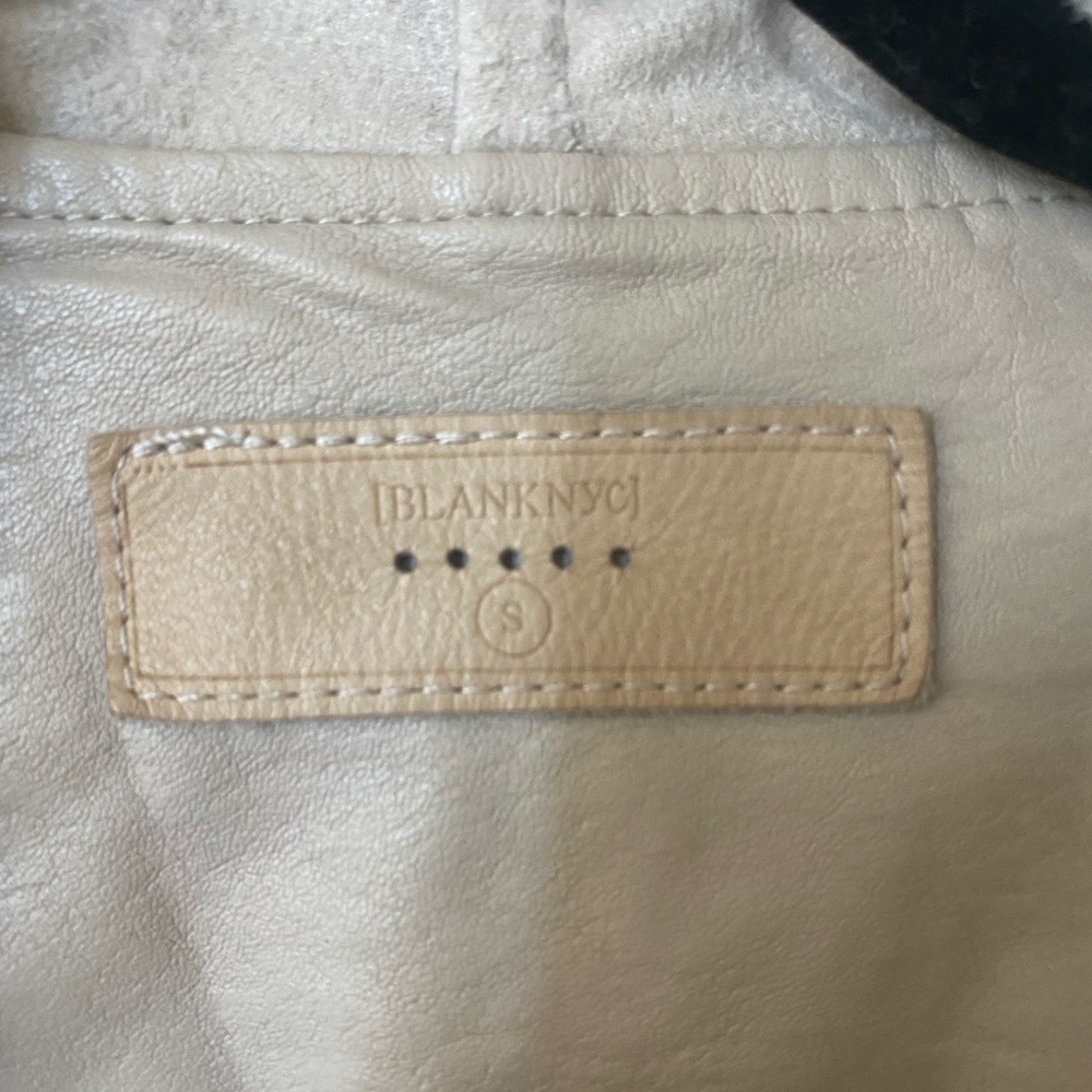 BLANK NYC Tan Faux Leather and Suede Jacket.